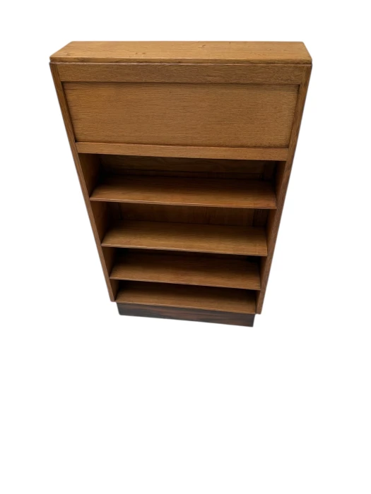 Art Deco Modernist Desk with Asymmetric Open Bookcase, 1920s